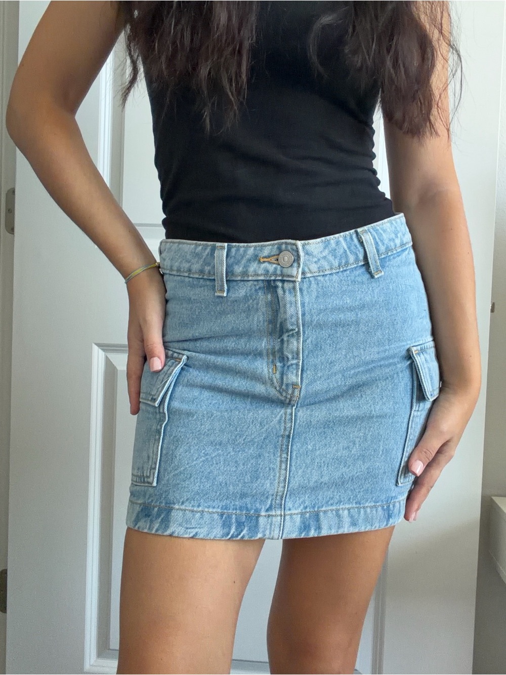 Levi's Light Blue Denim Cargo Mini Skirt